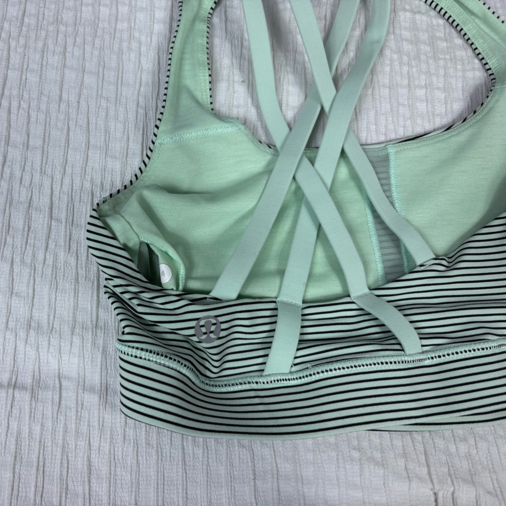 lululemon athletica Striped Sports Bra - Mint and Black - Picture 3 of 6